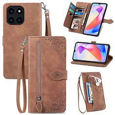 Coque Portefeuille Livre Cuir Etui Clapet S06D pour Huawei Honor X6a Marron