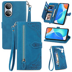 Coque Portefeuille Livre Cuir Etui Clapet S06D pour Huawei Honor X7 Bleu