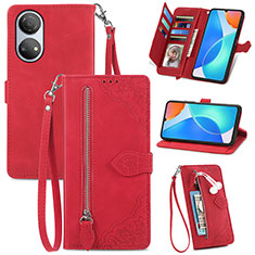 Coque Portefeuille Livre Cuir Etui Clapet S06D pour Huawei Honor X7 Rouge