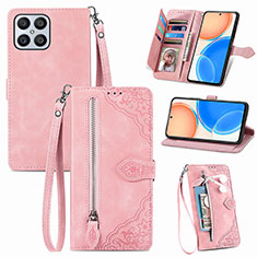 Coque Portefeuille Livre Cuir Etui Clapet S06D pour Huawei Honor X8 4G Rose