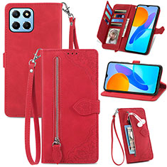 Coque Portefeuille Livre Cuir Etui Clapet S06D pour Huawei Honor X8 5G Rouge