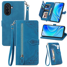 Coque Portefeuille Livre Cuir Etui Clapet S06D pour Huawei Nova Y70 Bleu