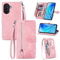 Coque Portefeuille Livre Cuir Etui Clapet S06D pour Huawei Nova Y70 Plus Rose