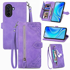 Coque Portefeuille Livre Cuir Etui Clapet S06D pour Huawei Nova Y70 Plus Violet