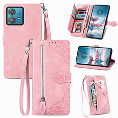 Coque Portefeuille Livre Cuir Etui Clapet S06D pour Motorola Moto Edge 40 Neo 5G Rose