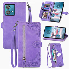 Coque Portefeuille Livre Cuir Etui Clapet S06D pour Motorola Moto Edge 40 Neo 5G Violet