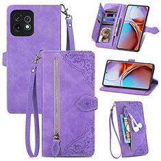 Coque Portefeuille Livre Cuir Etui Clapet S06D pour Motorola Moto Edge 40 Pro 5G Violet