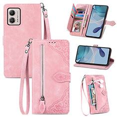 Coque Portefeuille Livre Cuir Etui Clapet S06D pour Motorola Moto G53 5G Rose