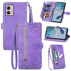 Coque Portefeuille Livre Cuir Etui Clapet S06D pour Motorola Moto G53j 5G Violet