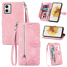 Coque Portefeuille Livre Cuir Etui Clapet S06D pour Motorola Moto G73 5G Rose