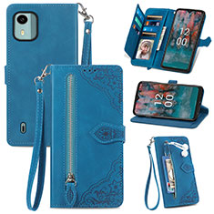 Coque Portefeuille Livre Cuir Etui Clapet S06D pour Nokia C12 Plus Bleu