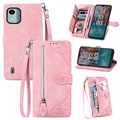 Coque Portefeuille Livre Cuir Etui Clapet S06D pour Nokia C12 Plus Rose