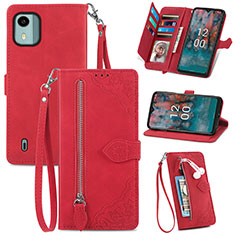 Coque Portefeuille Livre Cuir Etui Clapet S06D pour Nokia C12 Plus Rouge