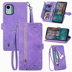 Coque Portefeuille Livre Cuir Etui Clapet S06D pour Nokia C12 Plus Violet