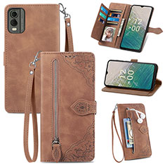 Coque Portefeuille Livre Cuir Etui Clapet S06D pour Nokia C210 Marron