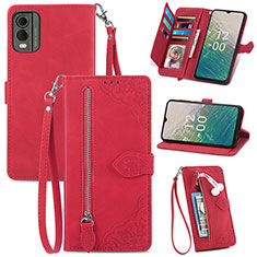 Coque Portefeuille Livre Cuir Etui Clapet S06D pour Nokia C210 Rouge