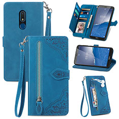 Coque Portefeuille Livre Cuir Etui Clapet S06D pour Nokia C3 Bleu