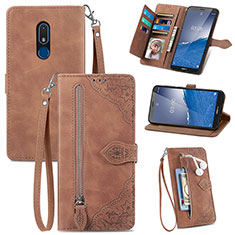 Coque Portefeuille Livre Cuir Etui Clapet S06D pour Nokia C3 Marron