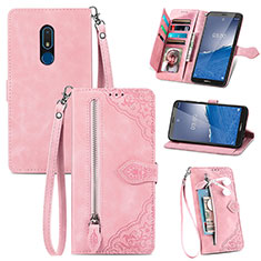 Coque Portefeuille Livre Cuir Etui Clapet S06D pour Nokia C3 Rose