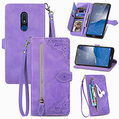 Coque Portefeuille Livre Cuir Etui Clapet S06D pour Nokia C3 Violet