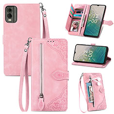 Coque Portefeuille Livre Cuir Etui Clapet S06D pour Nokia C32 Rose