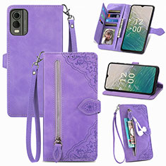 Coque Portefeuille Livre Cuir Etui Clapet S06D pour Nokia C32 Violet