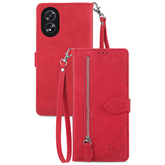 Coque Portefeuille Livre Cuir Etui Clapet S06D pour Oppo A38 Rouge