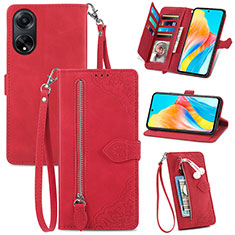 Coque Portefeuille Livre Cuir Etui Clapet S06D pour Oppo A98 5G Rouge