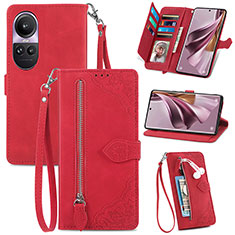 Coque Portefeuille Livre Cuir Etui Clapet S06D pour Oppo Reno10 5G Rouge