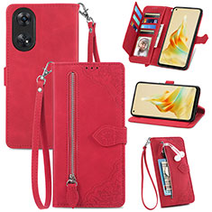 Coque Portefeuille Livre Cuir Etui Clapet S06D pour Oppo Reno8 T 4G Rouge