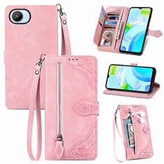 Coque Portefeuille Livre Cuir Etui Clapet S06D pour Realme C30 Rose