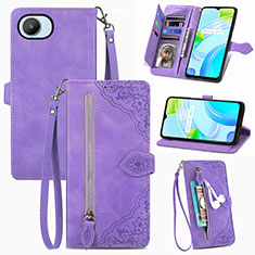 Coque Portefeuille Livre Cuir Etui Clapet S06D pour Realme C30s Violet