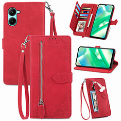 Coque Portefeuille Livre Cuir Etui Clapet S06D pour Realme C33 Rouge