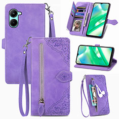 Coque Portefeuille Livre Cuir Etui Clapet S06D pour Realme C33 Violet