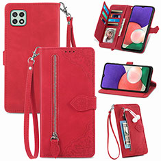 Coque Portefeuille Livre Cuir Etui Clapet S06D pour Samsung Galaxy A22 5G Rouge