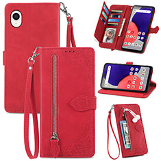 Coque Portefeuille Livre Cuir Etui Clapet S06D pour Samsung Galaxy A22 5G SC-56B Rouge