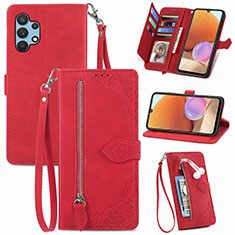 Coque Portefeuille Livre Cuir Etui Clapet S06D pour Samsung Galaxy A32 4G Rouge