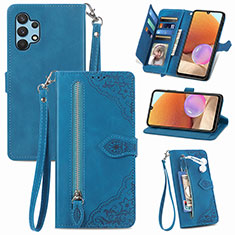 Coque Portefeuille Livre Cuir Etui Clapet S06D pour Samsung Galaxy A32 5G Bleu