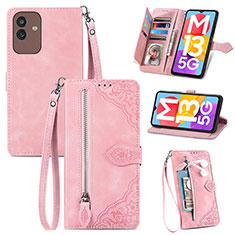 Coque Portefeuille Livre Cuir Etui Clapet S06D pour Samsung Galaxy M13 5G Rose