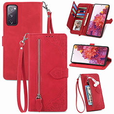 Coque Portefeuille Livre Cuir Etui Clapet S06D pour Samsung Galaxy S20 FE (2022) 5G Rouge