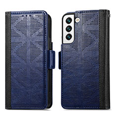 Coque Portefeuille Livre Cuir Etui Clapet S06D pour Samsung Galaxy S21 5G Bleu