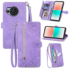 Coque Portefeuille Livre Cuir Etui Clapet S06D pour Sharp Aquos R8 Violet