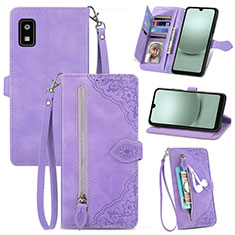 Coque Portefeuille Livre Cuir Etui Clapet S06D pour Sharp Aquos wish3 Violet