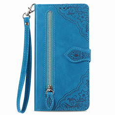 Coque Portefeuille Livre Cuir Etui Clapet S06D pour Vivo Y02S Bleu