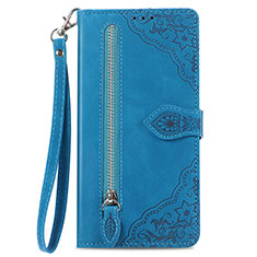 Coque Portefeuille Livre Cuir Etui Clapet S06D pour Vivo Y77 5G Bleu