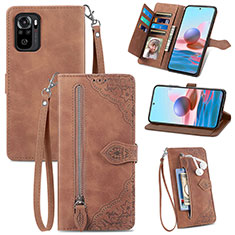 Coque Portefeuille Livre Cuir Etui Clapet S06D pour Xiaomi Poco M5S Marron