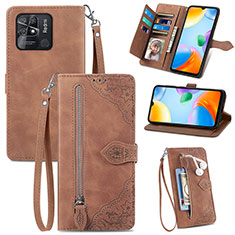 Coque Portefeuille Livre Cuir Etui Clapet S06D pour Xiaomi Redmi 10 India Marron