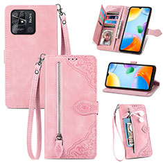 Coque Portefeuille Livre Cuir Etui Clapet S06D pour Xiaomi Redmi 10 India Rose