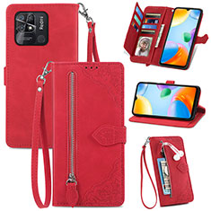 Coque Portefeuille Livre Cuir Etui Clapet S06D pour Xiaomi Redmi 10C 4G Rouge