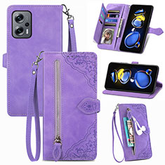 Coque Portefeuille Livre Cuir Etui Clapet S06D pour Xiaomi Redmi K50i 5G Violet